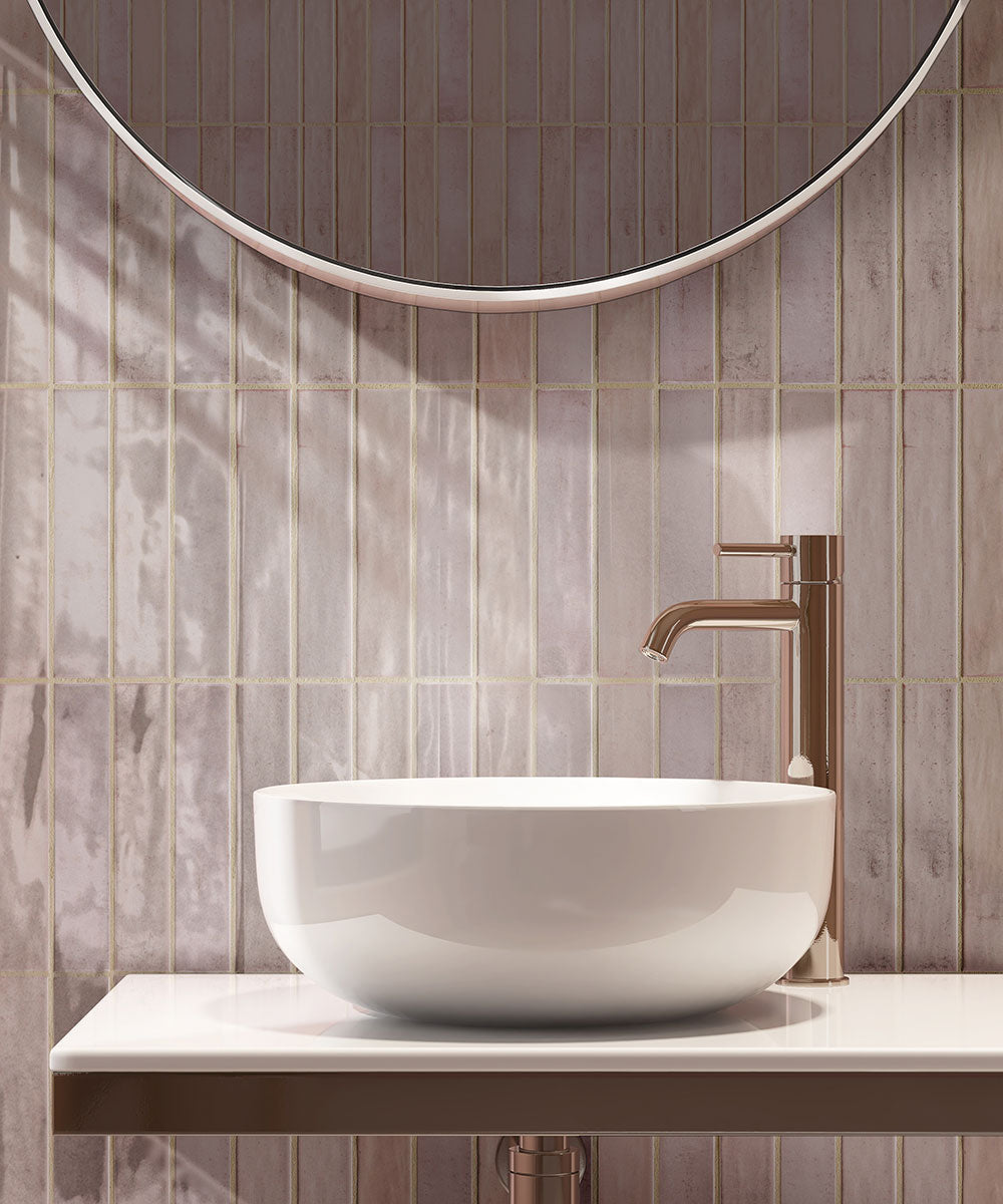 2x10 Stella Mosaic Stone-Look Glossy Smooth Ceramic Tile Ivory Beige