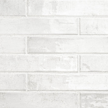 2x10 Stella Mosaic Stone-Look Glossy Smooth Ceramic Tile Frost White