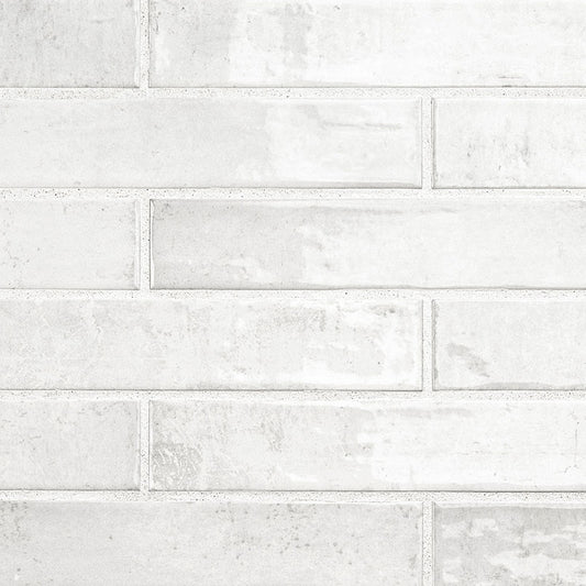 2x10 Stella Mosaic Stone-Look Glossy Smooth Ceramic Tile Frost White