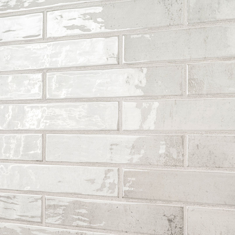 2x10 Stella Mosaic Stone-Look Glossy Smooth Ceramic Tile Frost White