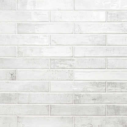 2x10 Stella Mosaic Stone-Look Glossy Smooth Ceramic Tile Frost White