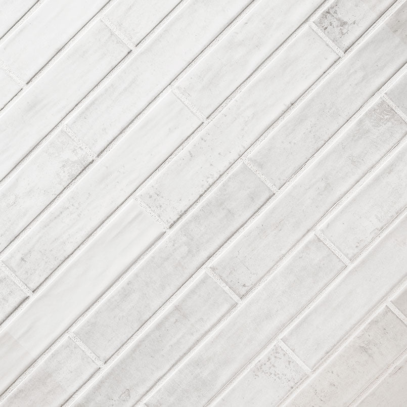 2x10 Stella Mosaic Stone-Look Glossy Smooth Ceramic Tile Frost White