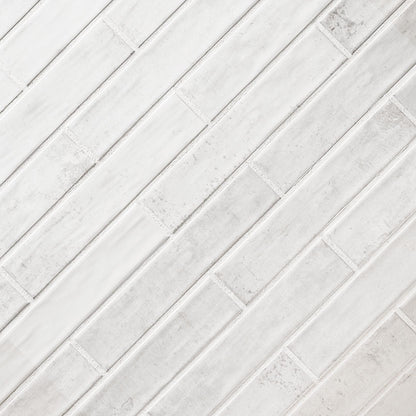 2x10 Stella Mosaic Stone-Look Glossy Smooth Ceramic Tile Frost White