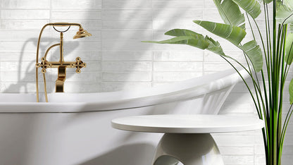 2x10 Stella Mosaic Stone-Look Glossy Smooth Ceramic Tile Frost White