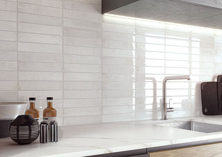 Frost White - 2x10 Stella Mosaic Stone-Look Glossy Smooth Ceramic Tile