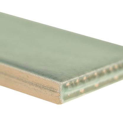 2x10 Stella Mosaic Stone-Look Glossy Smooth Ceramic Tile Sage Green
