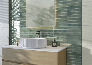Sage Green - 2x10 Stella Mosaic Stone-Look Glossy Smooth Ceramic Tile