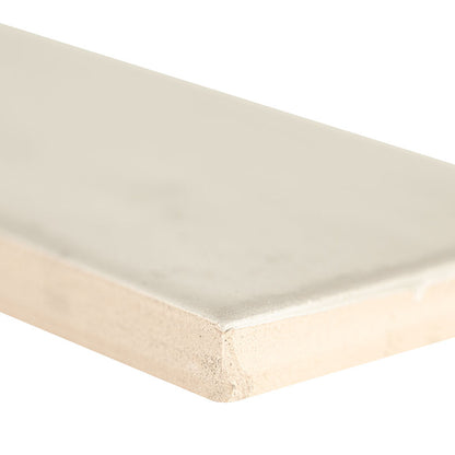 2x10 Stella Mosaic Stone-Look Glossy Smooth Ceramic Tile Light Grey