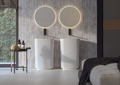 2x10 Stella Mosaic Stone-Look Glossy Smooth Ceramic Tile Light Grey