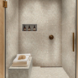 Sand Beige - 2x2 Traktion Stowe Mosaic Slate-Look Matte Textured Porcelain Tile