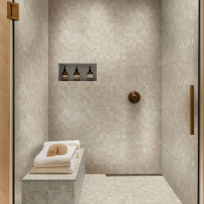 2x2 Traktion Stowe Mosaic Slate-Look Matte Textured Porcelain Tile Sand Beige