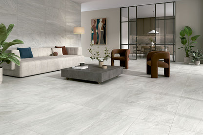15x30 Traktion Stowe Slate-Look Matte Textured Porcelain Tile Soft Grey