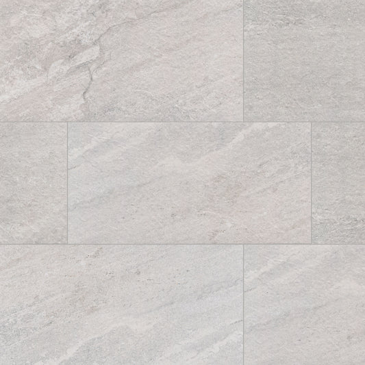24x48 Traktion Stowe Slate-Look Matte Textured Porcelain Tile Soft Grey