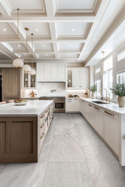 24x48 Traktion Stowe Slate-Look Matte Textured Porcelain Tile Soft Grey