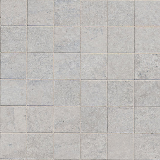 2x2 Traktion Stowe Mosaic Slate-Look Matte Textured Porcelain Tile Soft Grey