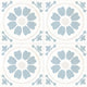 8x8 Kenzzi Circular Floral Medallion Patterned Encaustic-Look Matte Textured Porcelain Tile Sky White