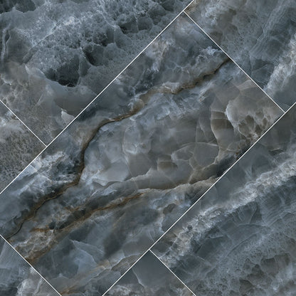 24x48 Tourmaline Onyx-Look Polished Smooth Porcelain Tile Midnight Blue