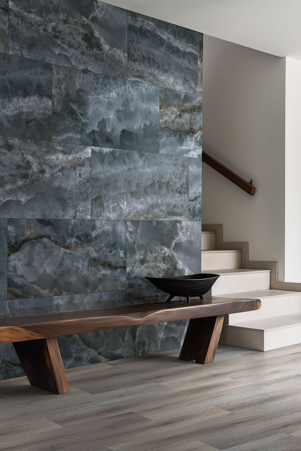 24x48 Tourmaline Onyx-Look Polished Smooth Porcelain Tile Midnight Blue