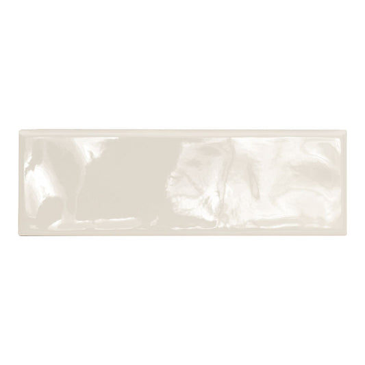 4x12 Urbano Bullnose Solid-Color Glossy Smooth Ceramic Tile Off White