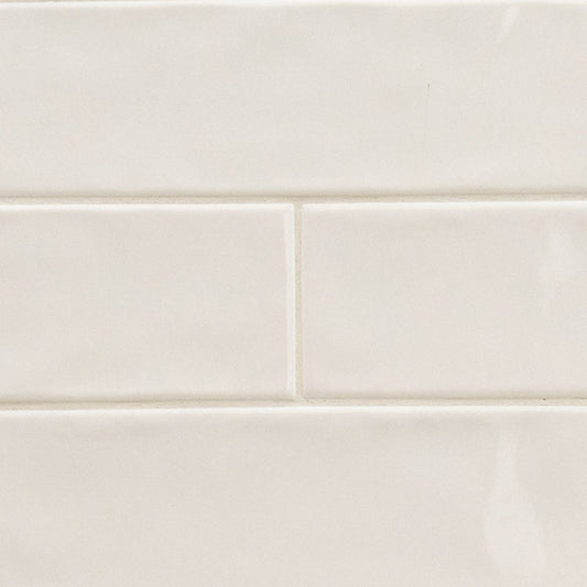 4x12 Urbano Solid-Color Glossy Smooth Ceramic Tile Off White