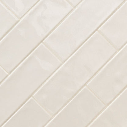 4x12 Urbano Solid-Color Glossy Smooth Ceramic Tile Off White