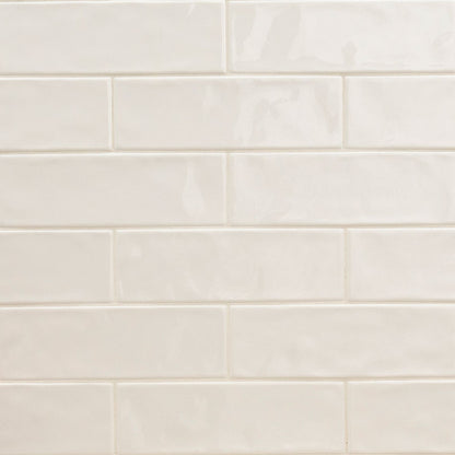 4x12 Urbano Solid-Color Glossy Smooth Ceramic Tile Off White