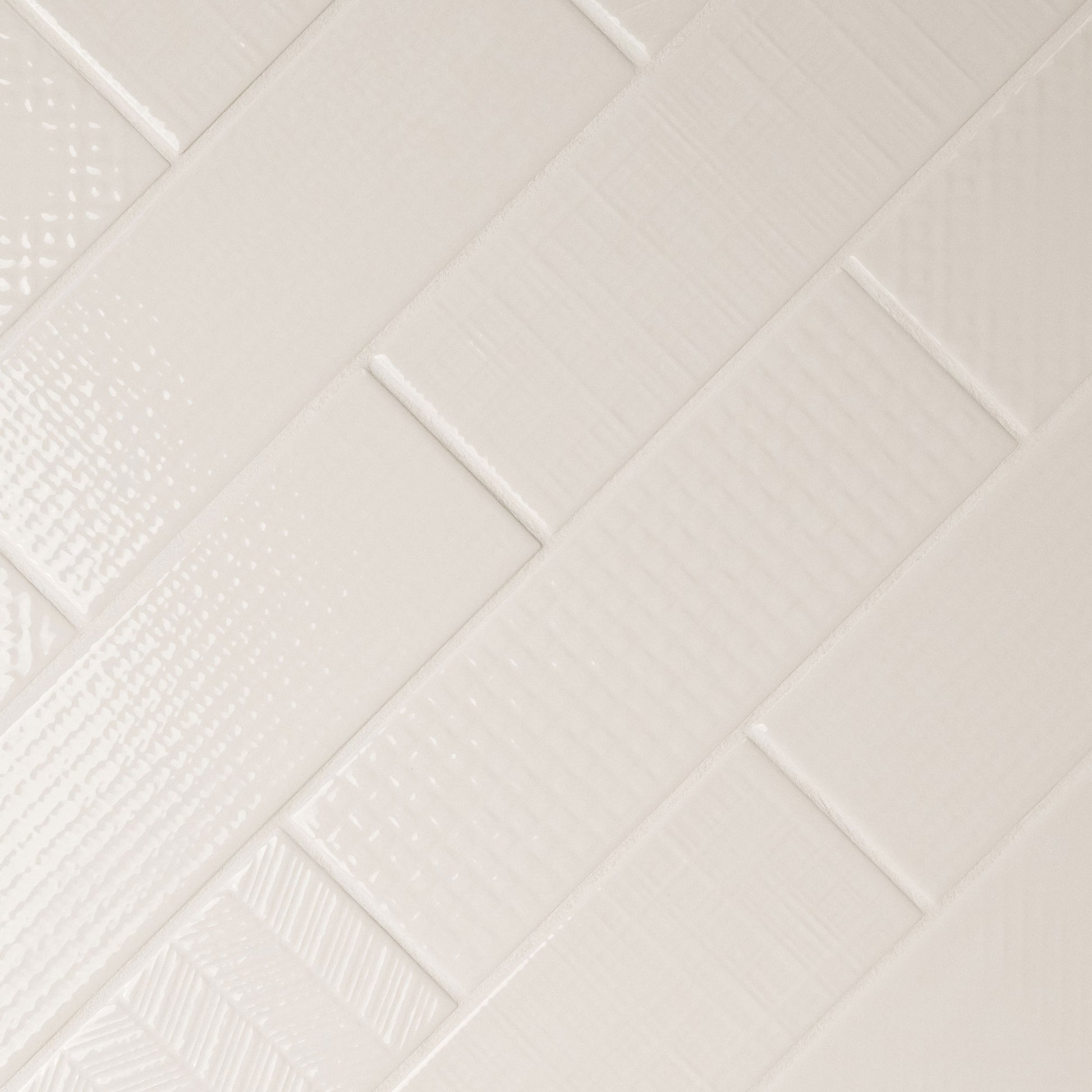 4x12 Urbano Grid Linear Solid-Color Glossy Smooth Ceramic Tile Off White