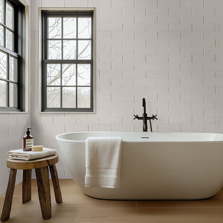 Off White - 4x12 Urbano Grid Linear Solid-Color Glossy Smooth Ceramic Tile
