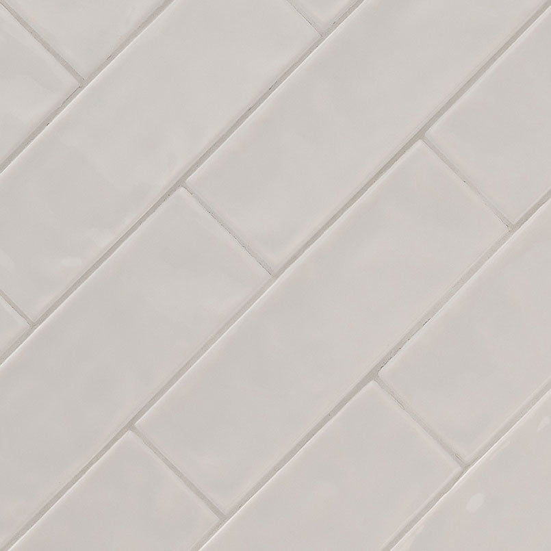 4x12 Urbano Solid-Color Glossy Smooth Ceramic Tile Light Gray
