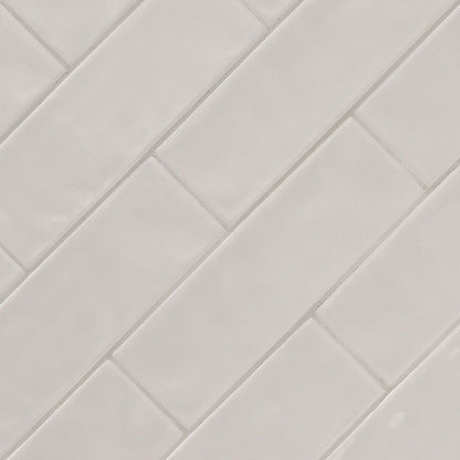 4x12 Urbano Solid-Color Glossy Smooth Ceramic Tile Light Gray
