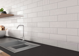 Light Gray - 4x12 Urbano Grid Linear Solid-Color Glossy Smooth Ceramic Tile