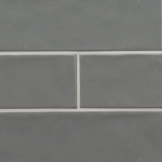 4x12 Urbano Solid-Color Glossy Smooth Ceramic Tile Dark Gray