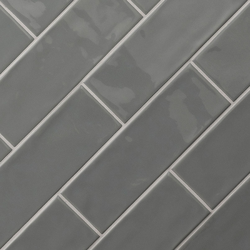4x12 Urbano Solid-Color Glossy Smooth Ceramic Tile Dark Gray