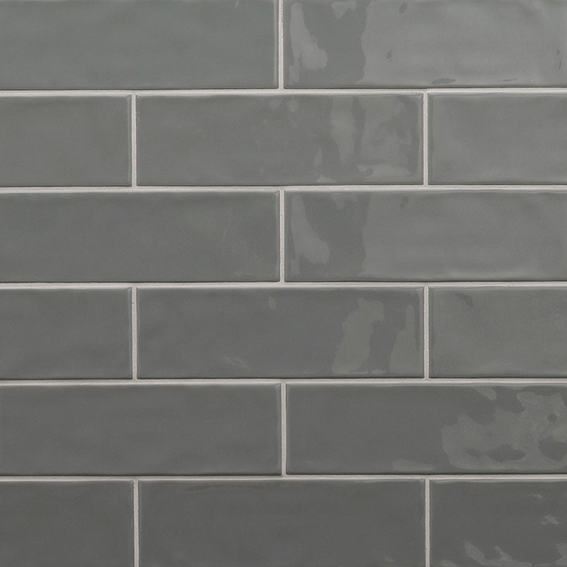 4x12 Urbano Solid-Color Glossy Smooth Ceramic Tile Dark Gray