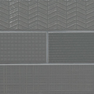 4x12 Urbano Grid Linear Solid-Color Glossy Smooth Ceramic Tile