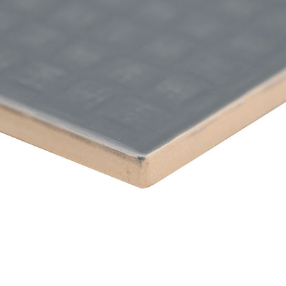 4x12 Urbano Grid Linear Solid-Color Glossy Smooth Ceramic Tile Dark Gray