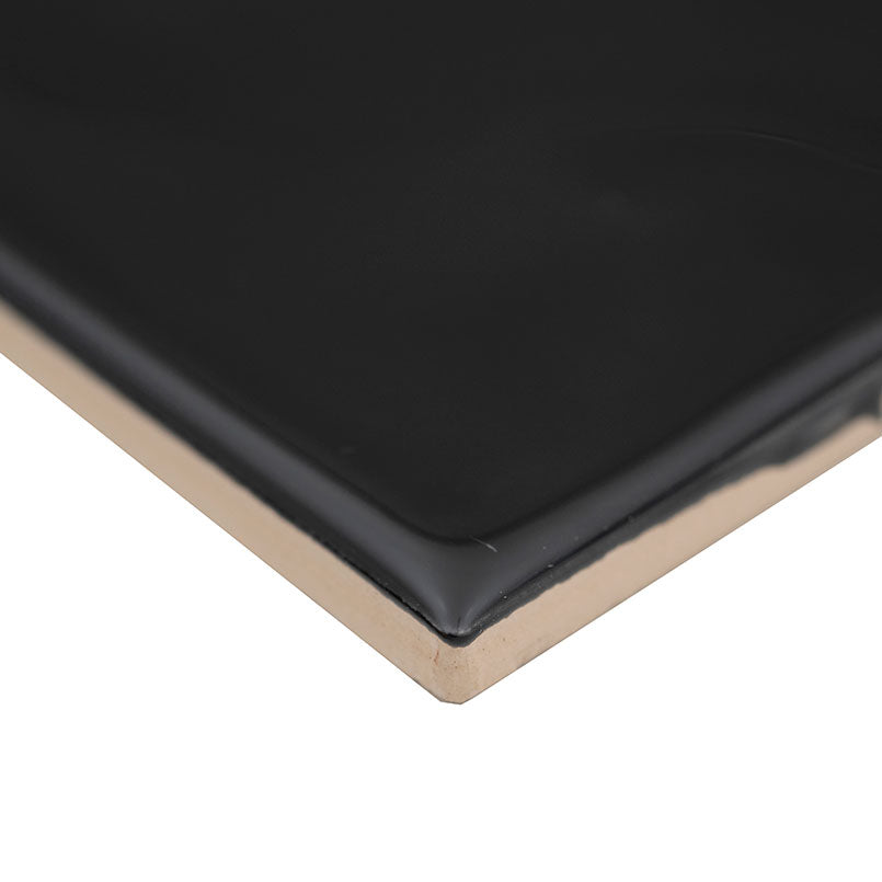 4x12 Urbano Solid-Color Glossy Smooth Ceramic Tile Black