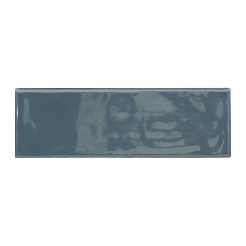 4x12 Urbano Bullnose Solid-Color Glossy Smooth Ceramic Tile Dark Blue