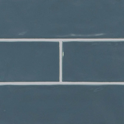 4x12 Urbano Solid-Color Glossy Smooth Ceramic Tile Dark Blue