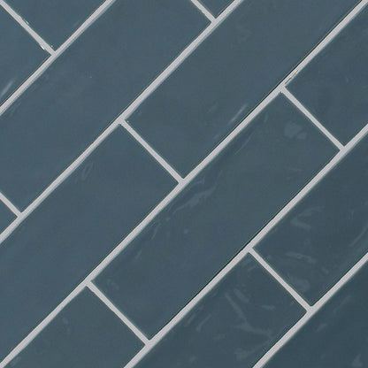 4x12 Urbano Solid-Color Glossy Smooth Ceramic Tile Dark Blue