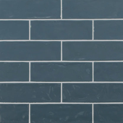 4x12 Urbano Solid-Color Glossy Smooth Ceramic Tile Dark Blue