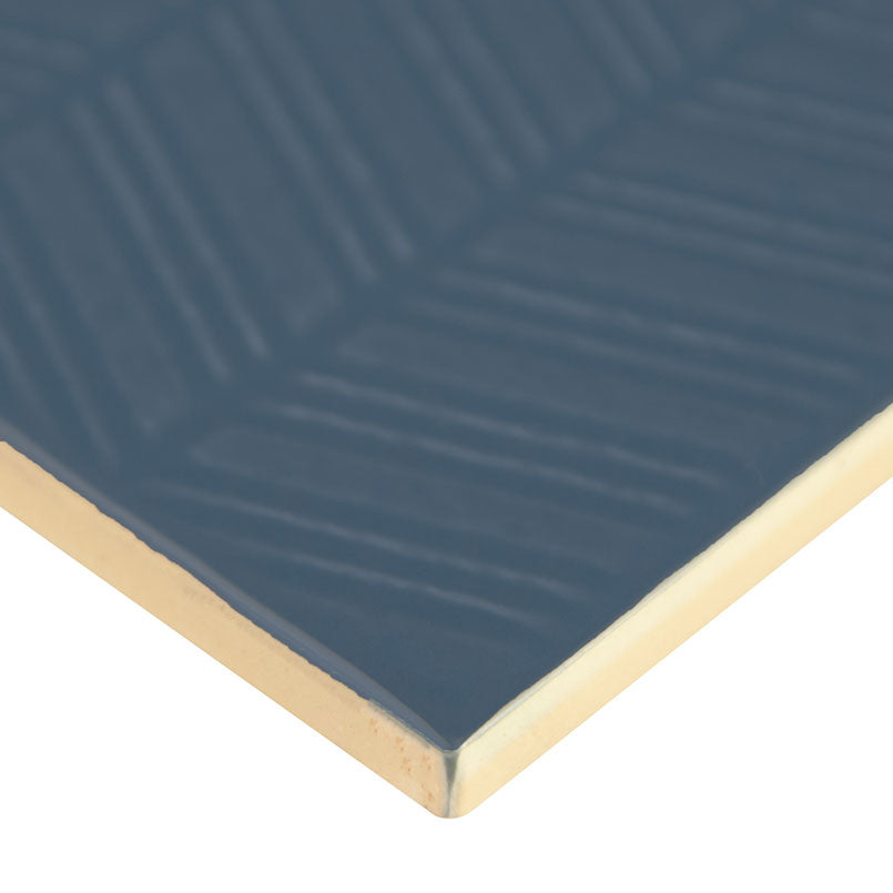 4x12 Urbano Grid Linear Solid-Color Glossy Smooth Ceramic Tile Dark Blue