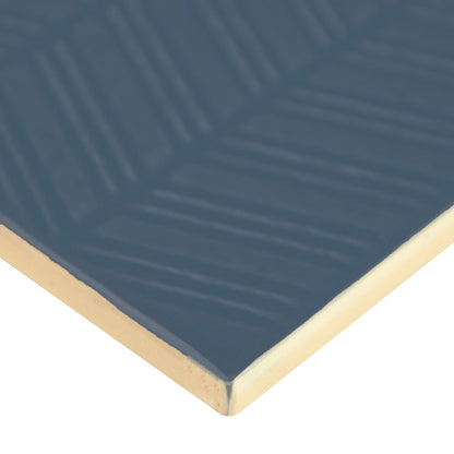 4x12 Urbano Grid Linear Solid-Color Glossy Smooth Ceramic Tile Dark Blue