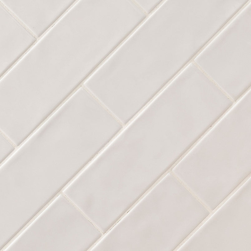 4x12 Urbano Solid-Color Glossy Smooth Ceramic Tile Beige White