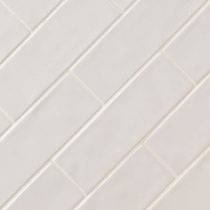 4x12 Urbano Solid-Color Glossy Smooth Ceramic Tile Beige White