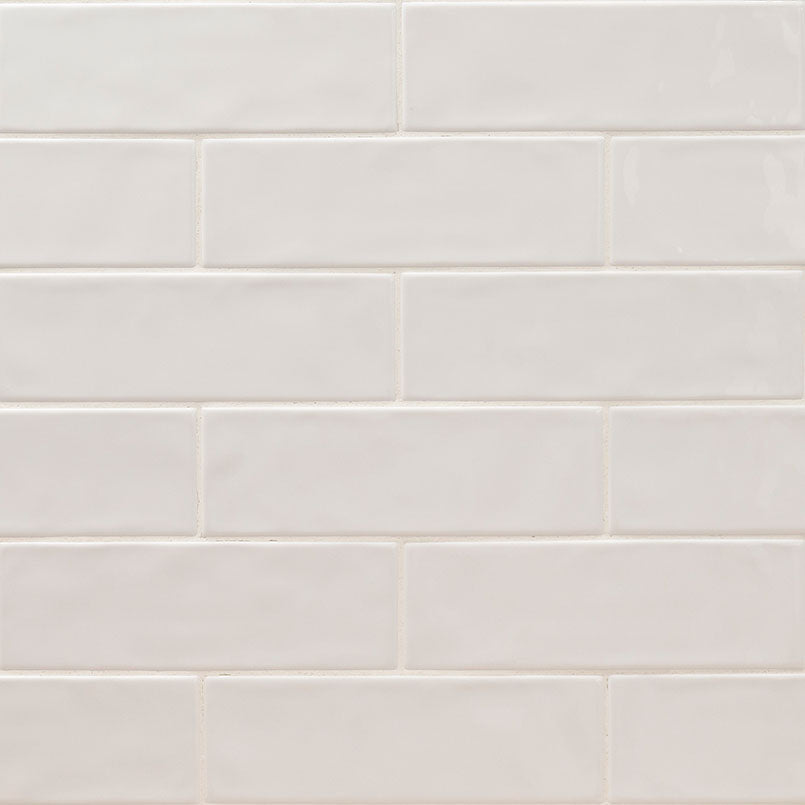 4x12 Urbano Solid-Color Glossy Smooth Ceramic Tile Beige White