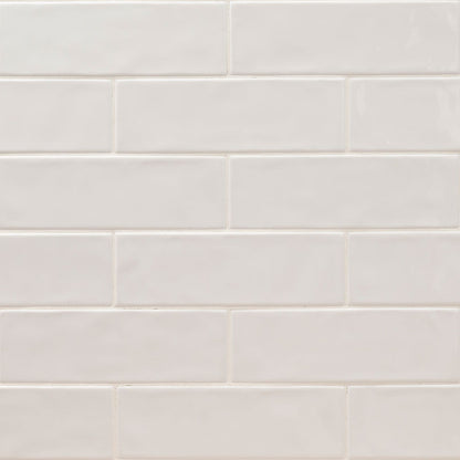 4x12 Urbano Solid-Color Glossy Smooth Ceramic Tile Beige White
