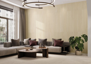 Beige Cream - 16x48 Urbanslat Mosaic Wood-Look Matte 3D Geometric Fluted Ceramic Tile