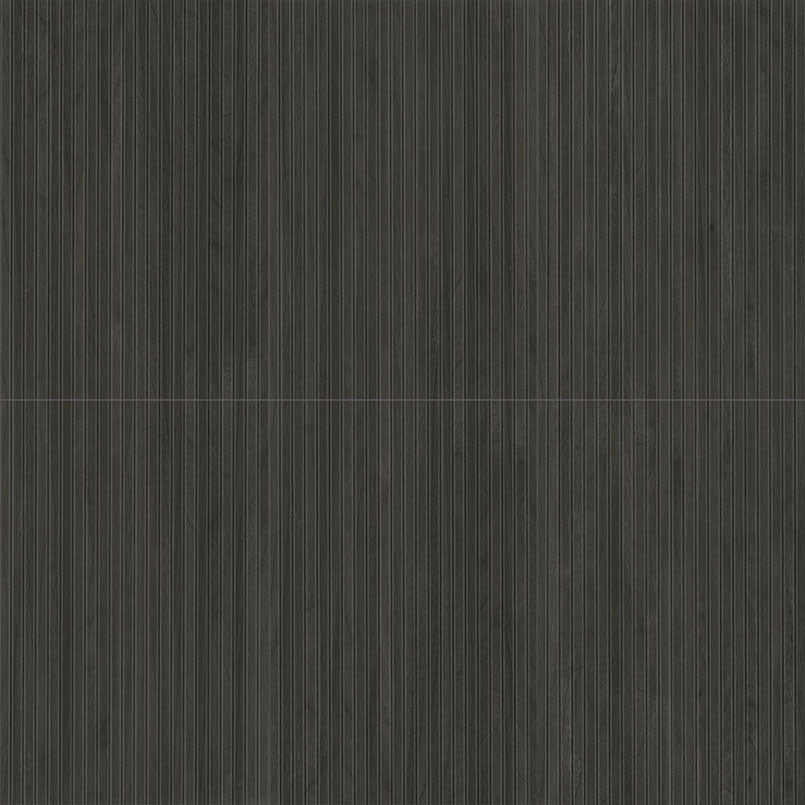 16x48 Urbanslat Mosaic Wood-Look Matte 3D Geometric Fluted Ceramic Tile Ebony Black