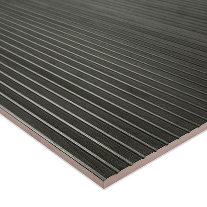 16x48 Urbanslat Mosaic Wood-Look Matte 3D Geometric Fluted Ceramic Tile Ebony Black
